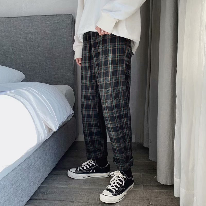 Trendy Comfort: Boys' Plaid Casual Jogger Pants