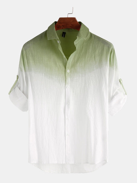 Embrace Casual Elegance with Rollup Sleeves Gradient Shirts