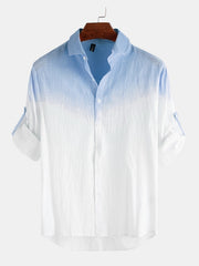 Embrace Casual Elegance with Rollup Sleeves Gradient Shirts