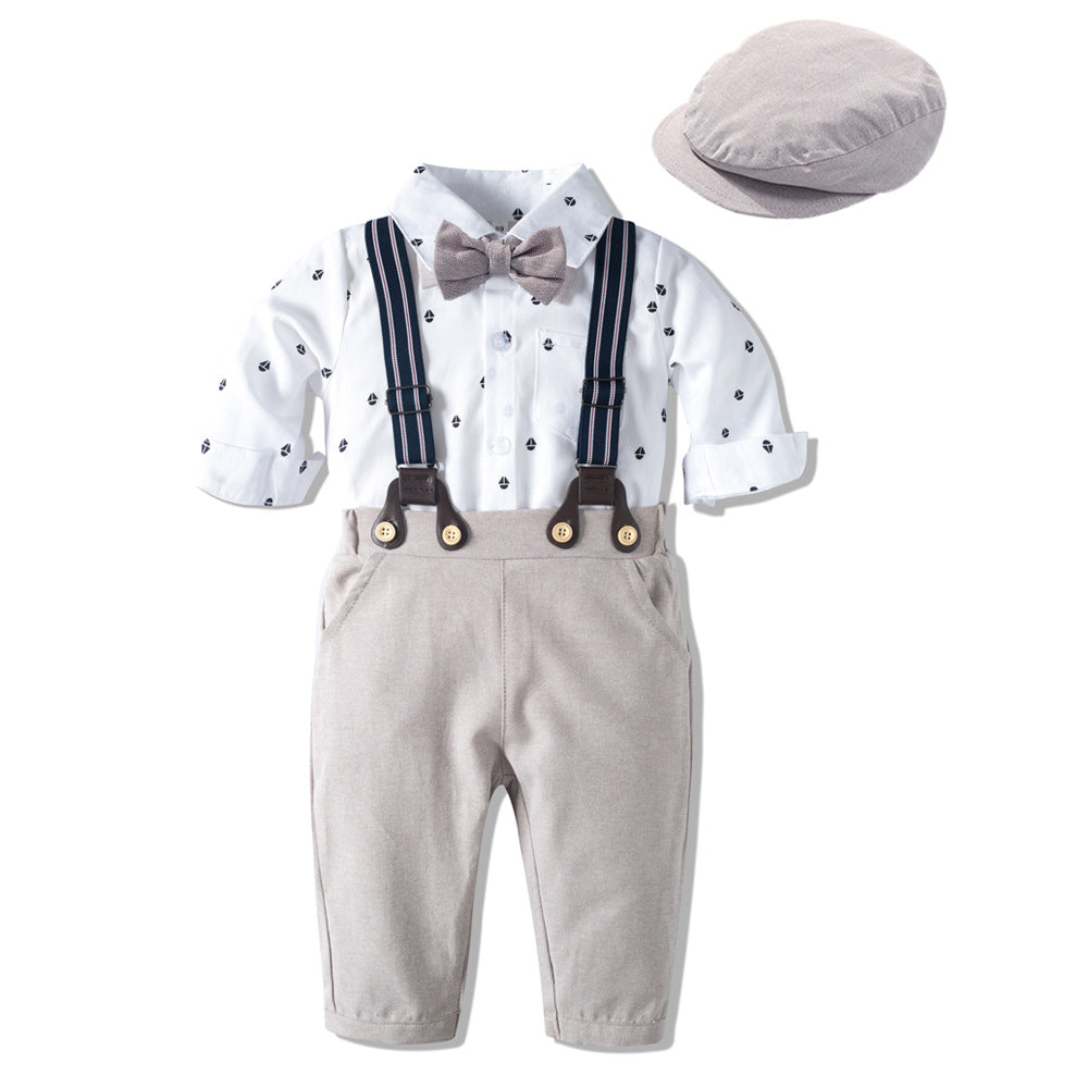 Children's Long-Sleeve Khaki Gentleman Suit - Stylish and Comfortable