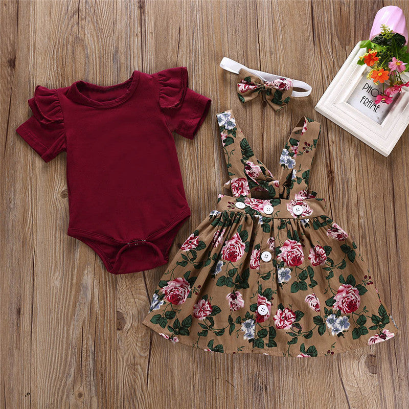 Adorable Baby Girls Floral Skirt Romper Set: A Princess-Inspired Ensemble