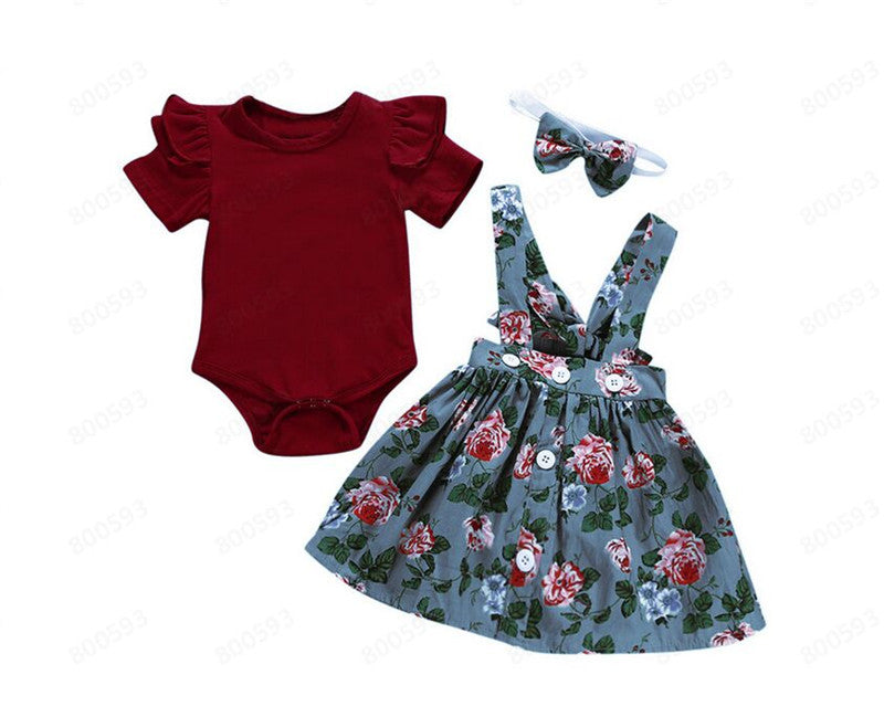 Adorable Baby Girls Floral Skirt Romper Set: A Princess-Inspired Ensemble