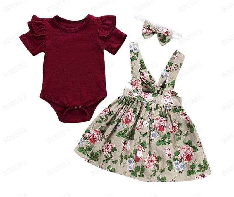 Adorable Baby Girls Floral Skirt Romper Set: A Princess-Inspired Ensemble