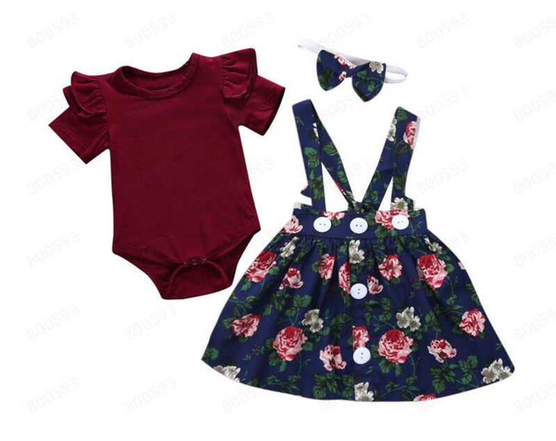 Adorable Baby Girls Floral Skirt Romper Set: A Princess-Inspired Ensemble