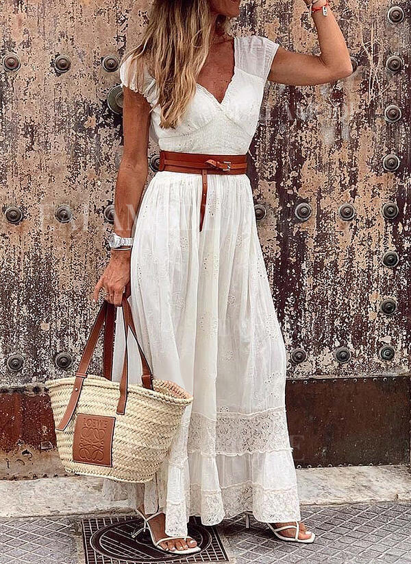 Long Lace Stitching Elegant Dress