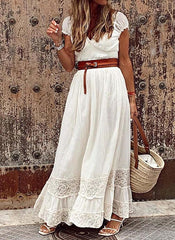 Long Lace Stitching Elegant Dress