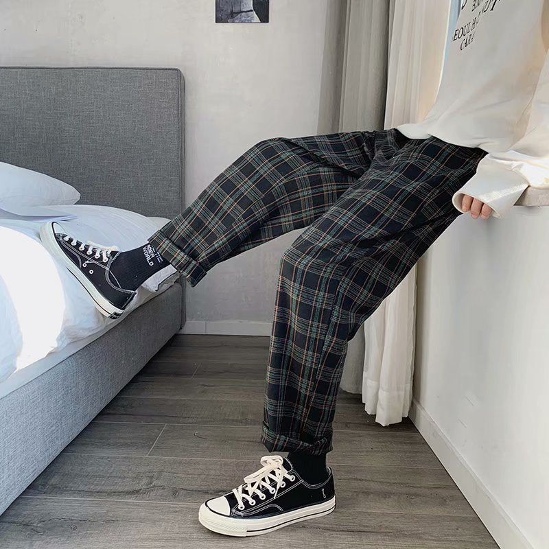 Trendy Comfort: Boys' Plaid Casual Jogger Pants