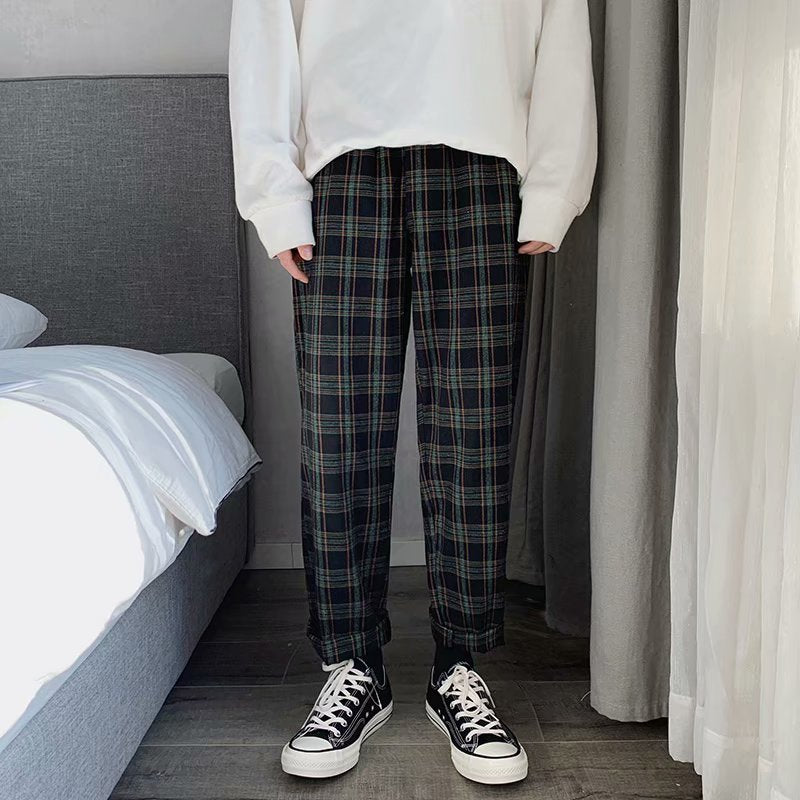 Trendy Comfort: Boys' Plaid Casual Jogger Pants