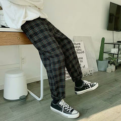 Trendy Comfort: Boys' Plaid Casual Jogger Pants