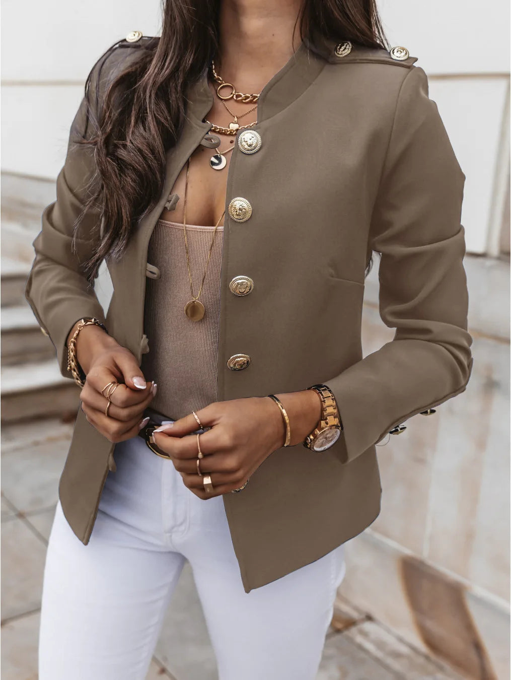 Casual O-neck Long Sleeve Jacket