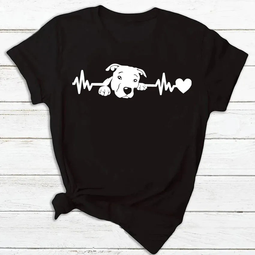 Pawsitively Adorable: Dog Heartbeat Print Tee