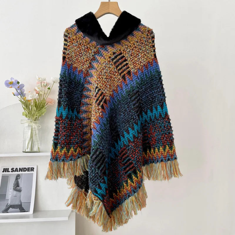 Wool Collar Ponchos