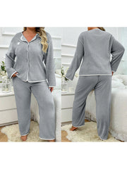 Women's Plus Size Fleece Pajama Set - Cozy Heart Print Lounge Outfit