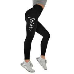 Women's High-Waisted Fitness Leggings with Inspirational Print