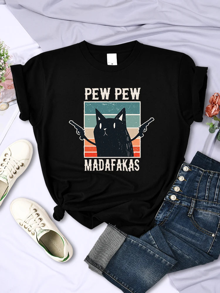 Pew Pew Madafaks Cute Funny Print Women T Shirts