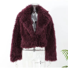 Winter Women's Faux Fur Jacket – Thick Warm High Street Style Lapel Coat