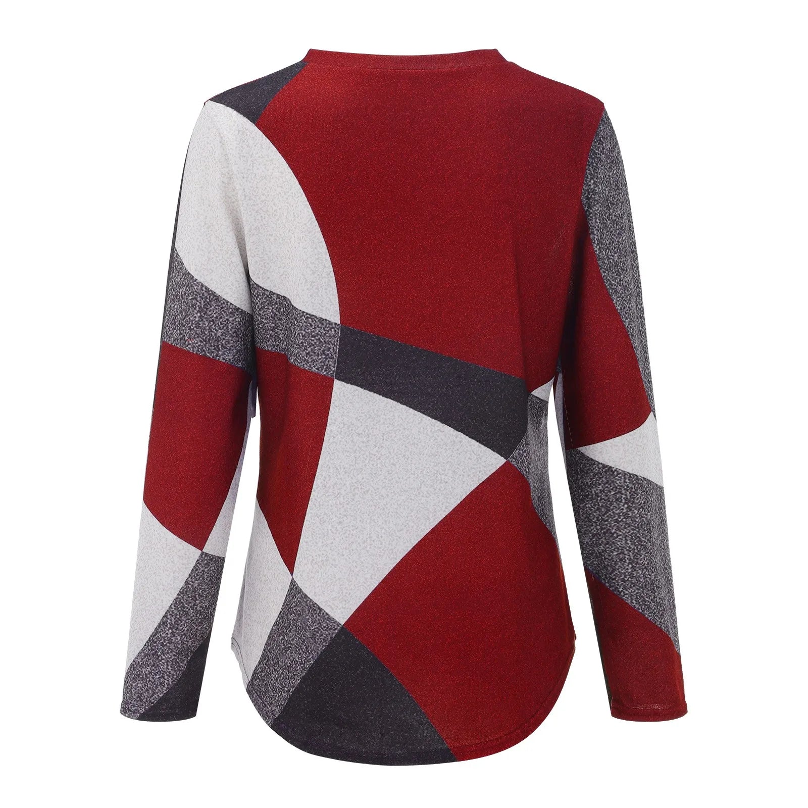 Women’s Round Neck Long Sleeve Patchwork Blouse – Fashionable Casual Loose Fit

Description: