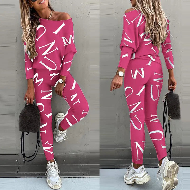 Stylish Letter Print 2-Piece Yoga Set for Women - Sweatshirt & Joggers Outfit