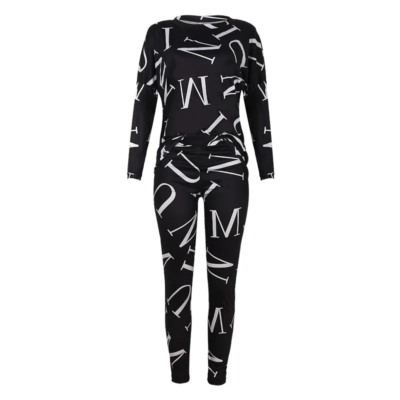 Stylish Letter Print 2-Piece Yoga Set for Women - Sweatshirt & Joggers Outfit