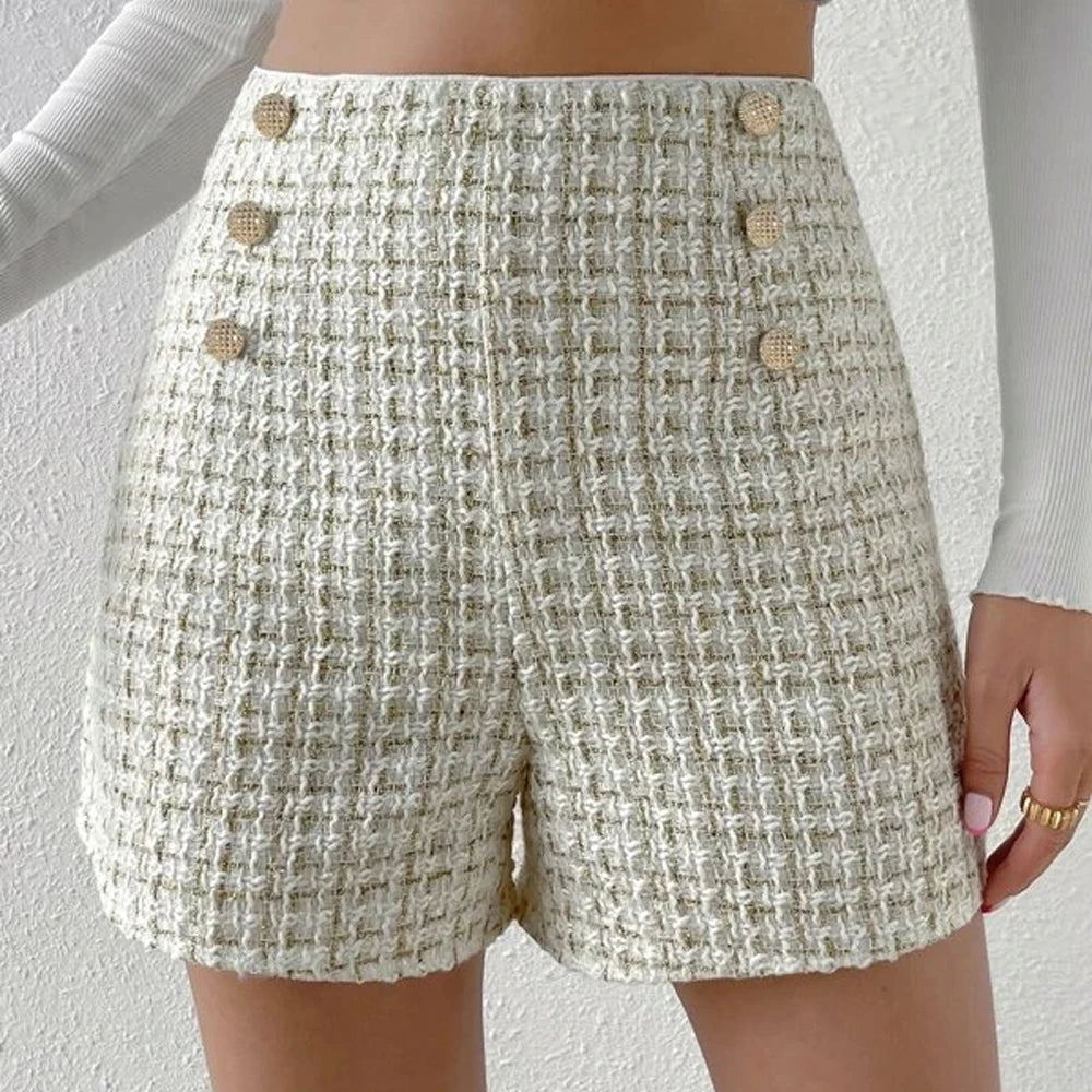 High Waist Tweed Shorts