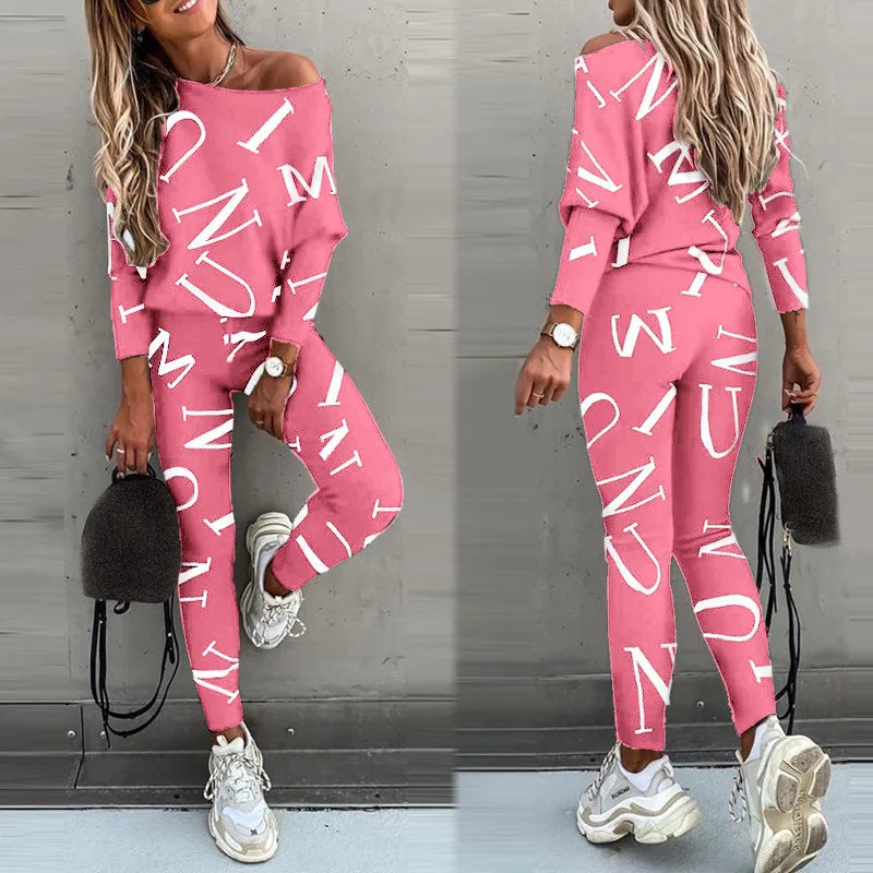 Stylish Letter Print 2-Piece Yoga Set for Women - Sweatshirt & Joggers Outfit