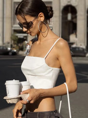 Women's Spaghetti Strap Tank Top - High Stretch Backless Streetwear