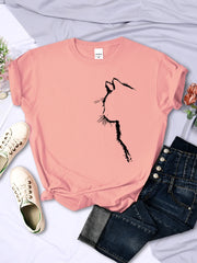 Chic Cat Silhouette Graphic Tee for Women