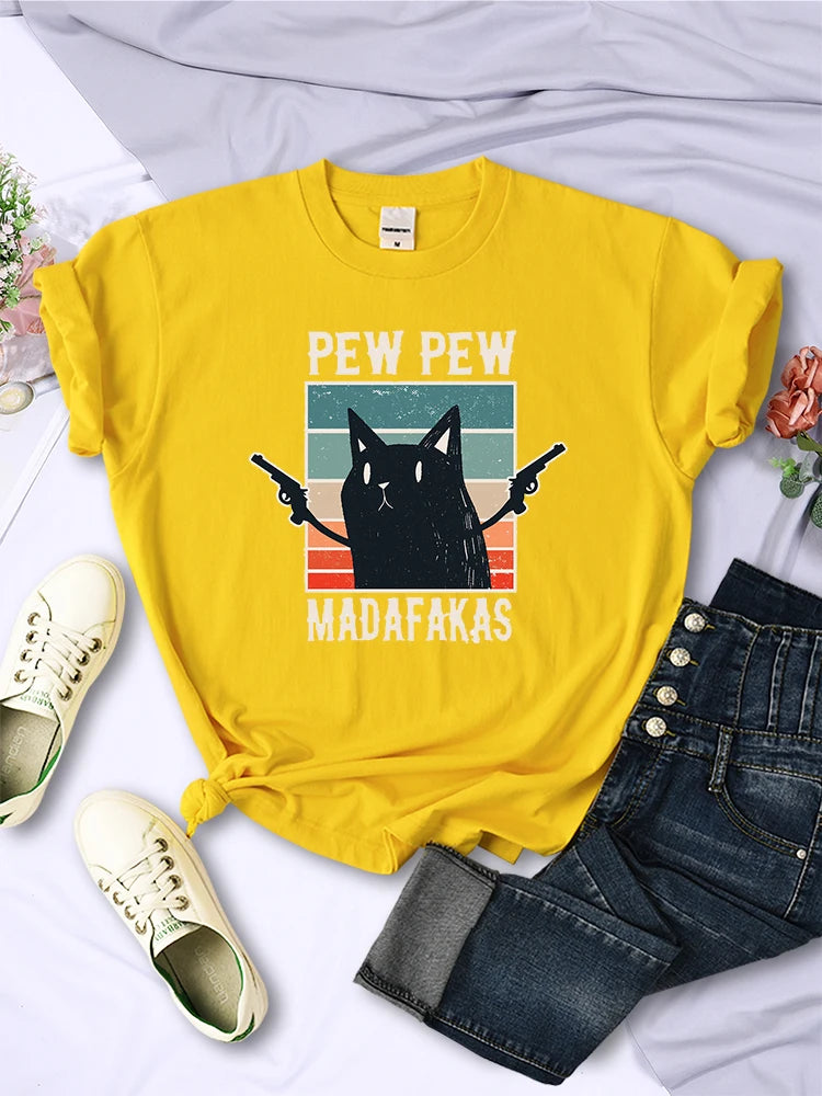 Pew Pew Madafaks Cute Funny Print Women T Shirts