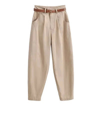 Retro Revival: High-Waisted Vintage Harem Pants with Belt