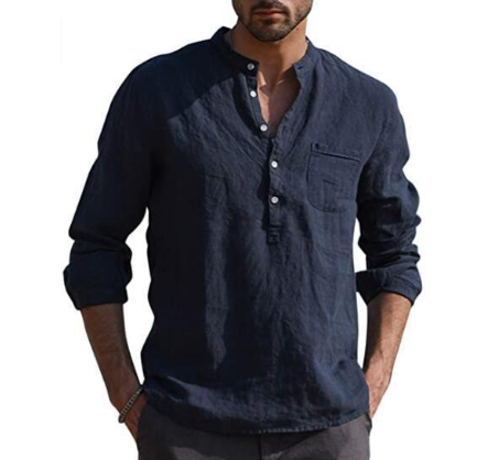 Upgrade Your Summer Wardrobe with Men's Linen Stand Collar Shirts