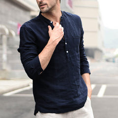 Upgrade Your Summer Wardrobe with Men's Linen Stand Collar Shirts